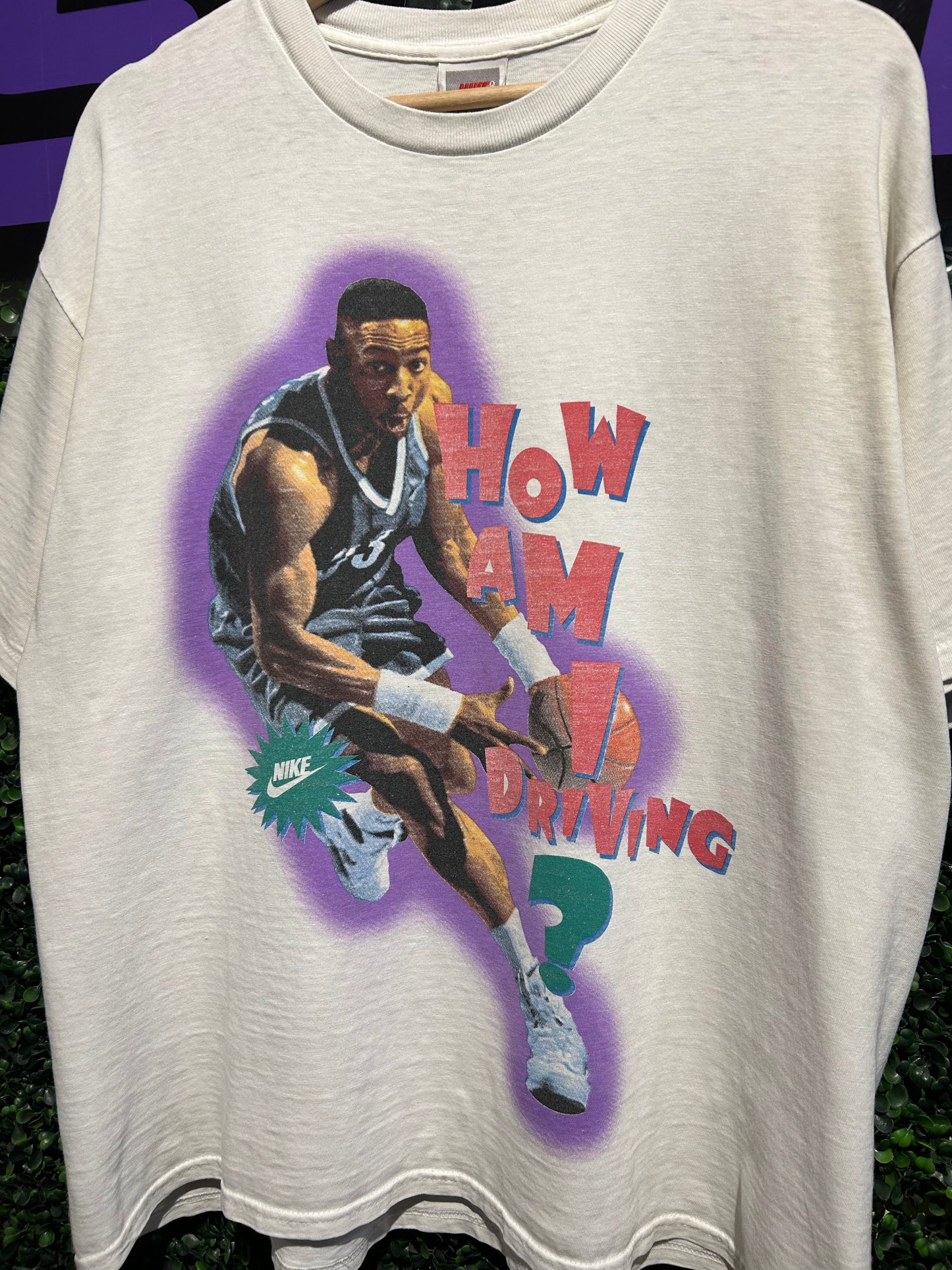 90s Alonzo Mourning “How Am I Driving?” Nike T-Shirt. Size Large