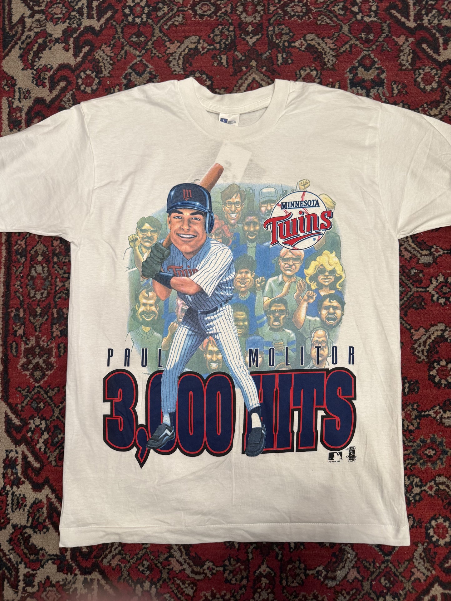 Vintage Paul Molitor 3,000 Hits Twins T-Shirt Size Large