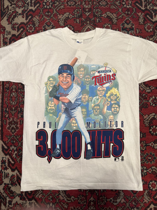 Vintage Paul Molitor 3,000 Hits Twins T-Shirt Size Large